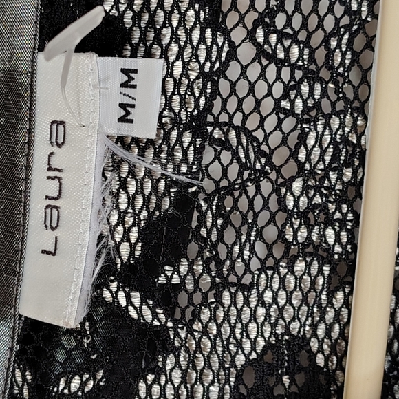 Laura Medium Elegant Gray and Black Lace Women's Top - Picture 8 of 8